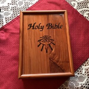 Holy Bible in wooden box, King James Version, Dove of Peace Edition